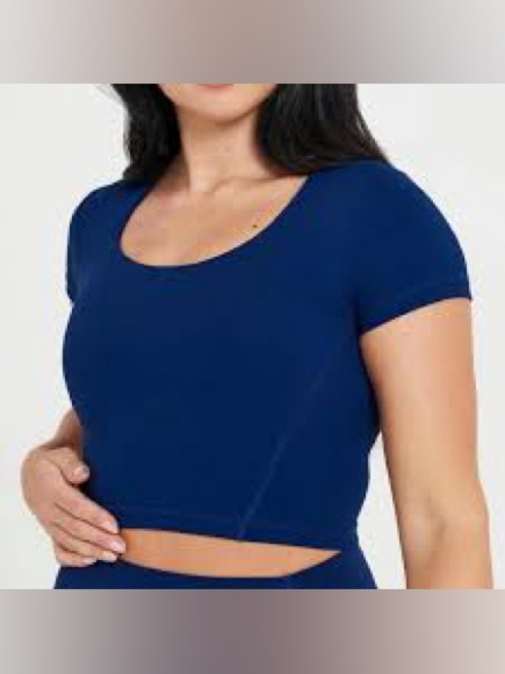 NWOT Oner Active Timeless Cropped Short Sleeve Top in Midnight Blue